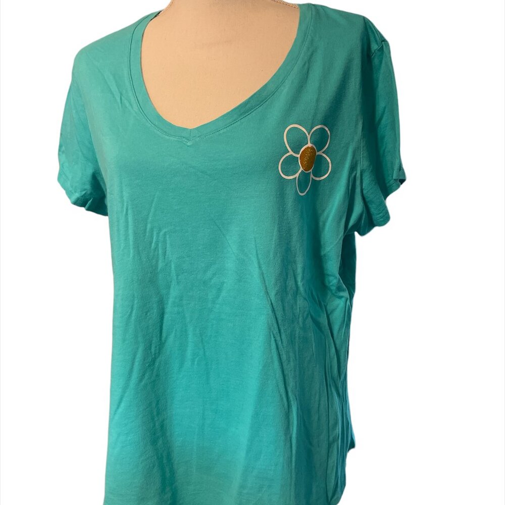 Faded Glory teal tee blouse size XXL